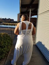 Load image into Gallery viewer, CREAM RACER BACK HARM JUMPSUIT WITH LARGE FRONT POCKETS &amp; BANDEAU TOP
